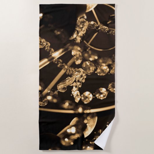 Sepia Crystal Chandelier Abstrakt Strandtuch (Vorderseite)