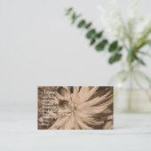 Sepia Dahlia Flower Fotografy Business Card Visitenkarte (Stehend Vorderseite)