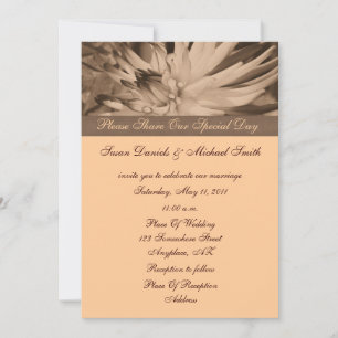 Sepia-Dahlie-Blumenhochzeit Einladung