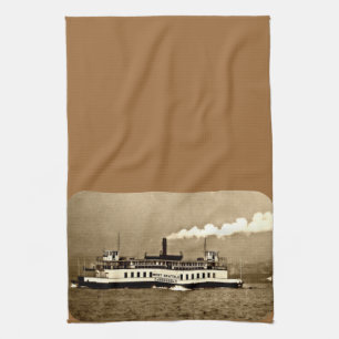 Sepia-Dampfer-Fähre Handtuch