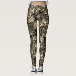 Sepia Death Head Hawk Moths Goth Raven mit Rose Leggings
