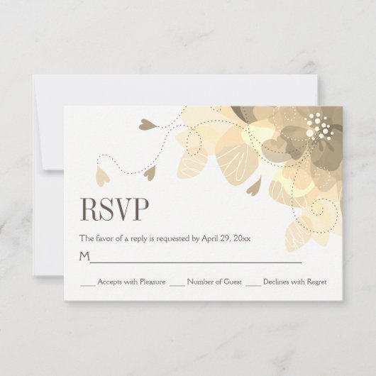 Sepia delicate Herbst Blume Blühende Hochzeit RSVP (Vorderseite)