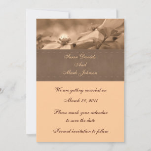 Sepia Dogwood Floral Wedding rettet das Datum Einladung
