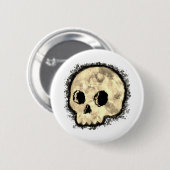 Sepia Dotted Halftone Skull Wasserfarbe Button (Vorne & Hinten)