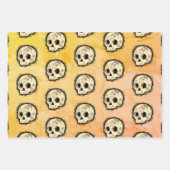 Sepia Dotted Halftone Skull Wasserfarbe Geschenkpapier Set (Vorderseite 2)