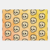Sepia Dotted Halftone Skull Wasserfarbe Geschenkpapier Set (Vorderseite)
