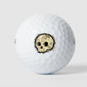 Sepia Dotted Halftone Skull Wasserfarbe Golfball (Vorderseite)