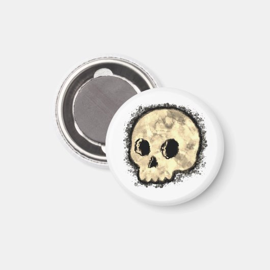 Sepia Dotted Halftone Skull Wasserfarbe Magnet (Vorderseite/Rückseite)