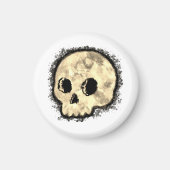 Sepia Dotted Halftone Skull Wasserfarbe Magnet (Vorne)