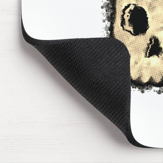 Sepia Dotted Halftone Skull Wasserfarbe Mousepad (Ecke)