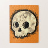 Sepia Dotted Halftone Skull Wasserfarbe Puzzle (Vertikal)