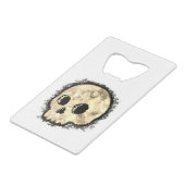 Sepia Dotted Halftone Skull Watercolor Geldbeutel Flaschenöffner (Rückseite Schrägansicht)