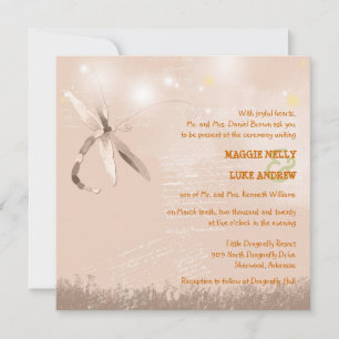 Sepia Dragonfly Rustische Hochzeit im Herbst Einladung