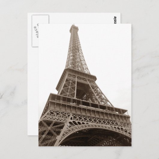Sepia Eiffel Tower Liebe Paris Europa Postkarte (Vorne/Hinten)