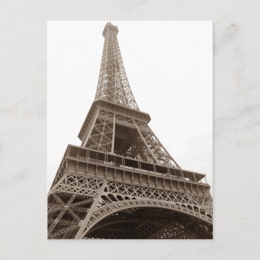 Sepia Eiffel Tower Liebe Paris Europa Postkarte (Vorderseite)