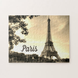 Sepia Eiffel Tower Paris Europe Travel Foto Puzzle