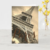 Sepia Eiffel Tower Paris Frankreich Karte (Gelbe Blume)