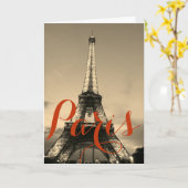 Sepia Eiffel Tower Paris Frankreich Karte (Gelbe Blume)