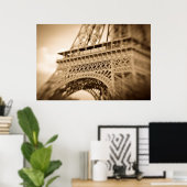 Sepia Eiffel Tower, Paris, Frankreich Poster (Heimbüro)