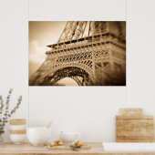 Sepia Eiffel Tower, Paris, Frankreich Poster (Küche)