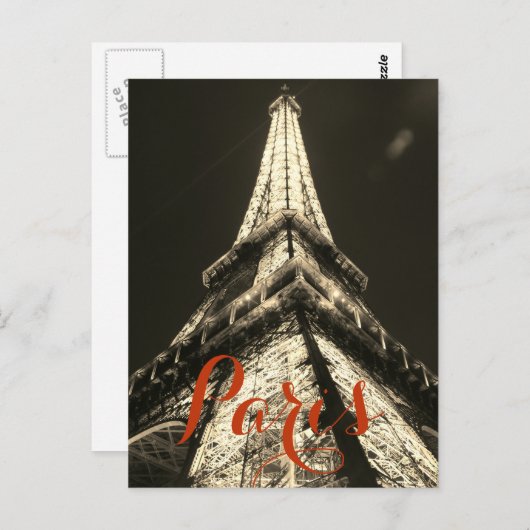 Sepia Eiffel Tower Paris Frankreich Stilvoll klass Postkarte (Vorne/Hinten)
