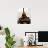 Sepia Eiffel Tower Paris Poster (Heimbüro)