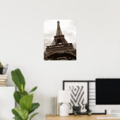 Sepia Eiffel Tower Paris Poster (Heimbüro)