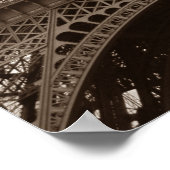 Sepia Eiffel Tower Paris Poster (Ecke)