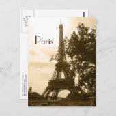 Sepia Eiffel Tower - Paris Postkarte (Vorne/Hinten)