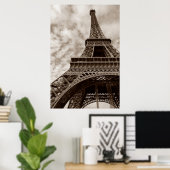 Sepia Eiffel Tower Paris Romance City Poster (Heimbüro)