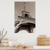 Sepia Eiffel Tower Paris Romance City Poster (Küche)