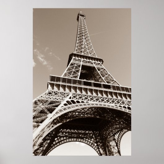 Sepia Eiffel Tower Paris Romance City Poster (Vorne)