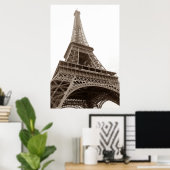 Sepia Eiffel Tower Paris Romance City Poster (Heimbüro)