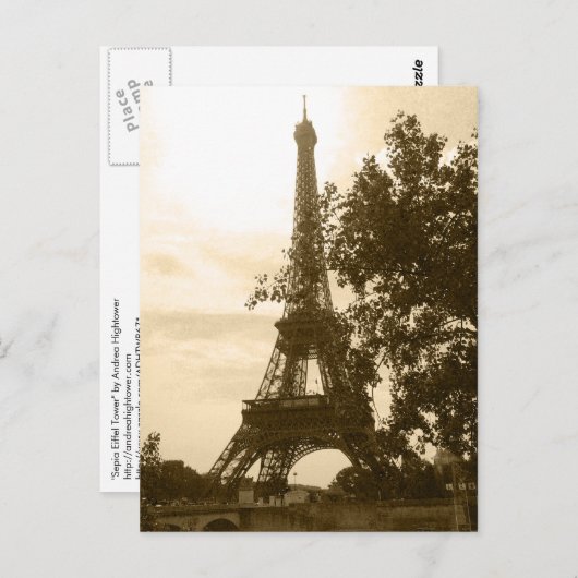 Sepia Eiffel Tower Postkarte (Vorne/Hinten)