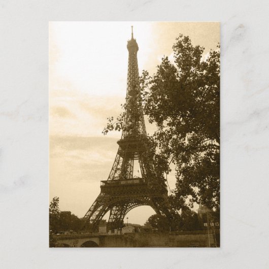 Sepia Eiffel Tower Postkarte (Vorderseite)