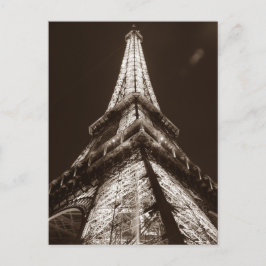 Sepia Eiffel Tower Romance Night of Paris Frankrei Postkarte