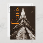 Sepia Eiffel Tower Romance Night Paris Frankreich Postkarte (Vorne/Hinten)