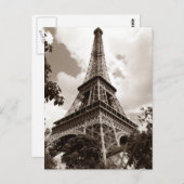 Sepia Eiffel Tower Romance Paris Europe Postkarte (Vorne/Hinten)