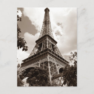 Sepia Eiffel Tower Romance Paris Europe Postkarte