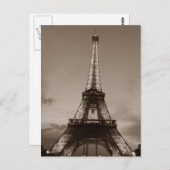 Sepia Eiffel Tower Romantischer Abend Paris Postkarte (Vorne/Hinten)