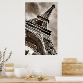Sepia Eiffel Tower von unten Poster (Küche)