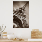 Sepia Eiffel Tower von unten Poster (Küche)