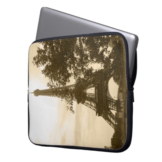 Sepia-Eiffelturm Laptopschutzhülle (Vorderseite Links)