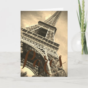 Sepia Eiffelturm Paris Frankreich Vintage Reise  Karte
