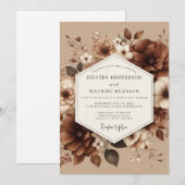 Sepia-Erde-Bloom-Hochzeit Einladung (Vorne/Hinten)