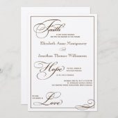 Sepia Faith Hope Liebe Skript Hochzeit Einladung (Vorne/Hinten)
