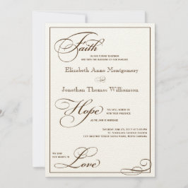 Sepia Faith Hope Liebe Skript Hochzeit Einladung