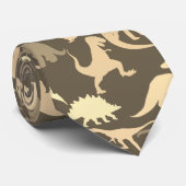 Sepia-Farbton-Dinosaurier-Silhouettemuster. Tyra Krawatte (Gerollt)