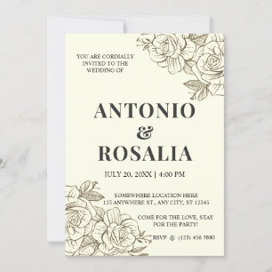 Sepia-Filter Blumen Vintage-Illustration Hochzeit Einladung