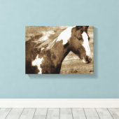 Sepia Flashy Mare Leinwanddruck (Insitu (Holzboden))